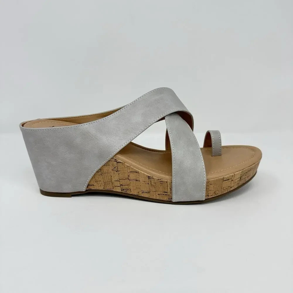 Journee Collection Rayna Women’s Size 12 Stone Wedge Sandals New